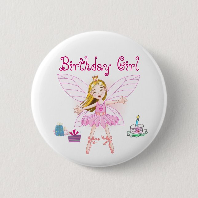 Birthday Girl Fairy Ballerina 6 Cm Round Badge (Front)