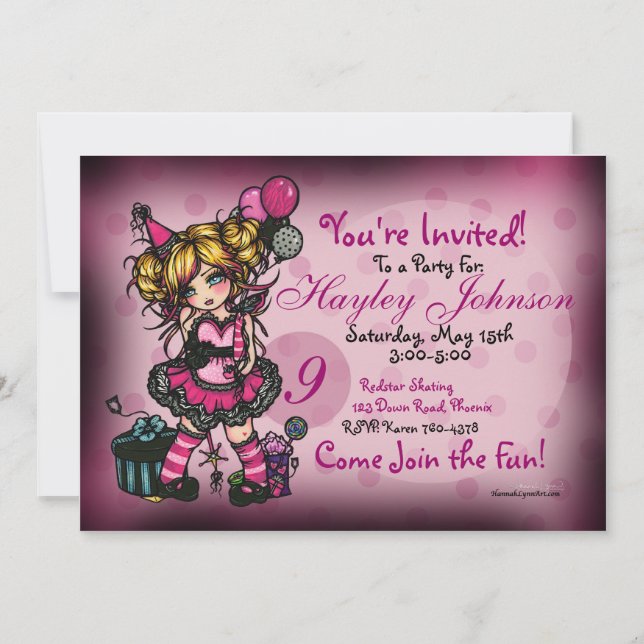 Birthday Girl Fairy Princess Custom Invitations (Front)
