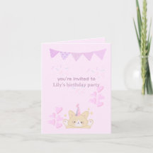 Birthday girl folded invitation |customisable card