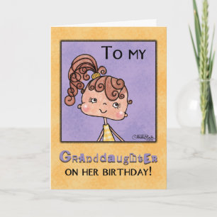 Birthday Girl for Granddaughter-Yellow Gingham Card