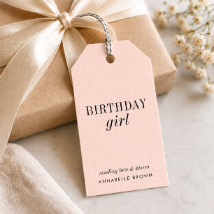 Birthday Girl Gift Tags Blush Pink Present Tag