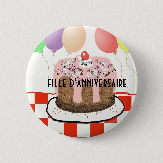 Birthday girl in French Button (Front)