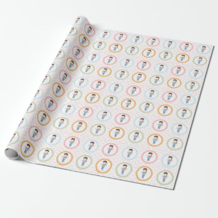 Birthday Girl in Overalls Brunette Wrapping Paper