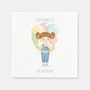 Birthday Girl in Overalls Redhead Napkin