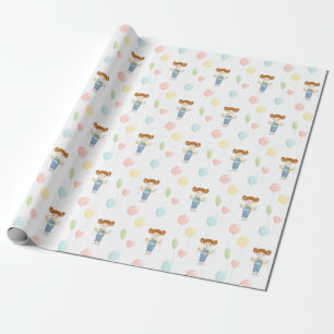 Birthday Girl in Overalls Redhead Wrapping Paper