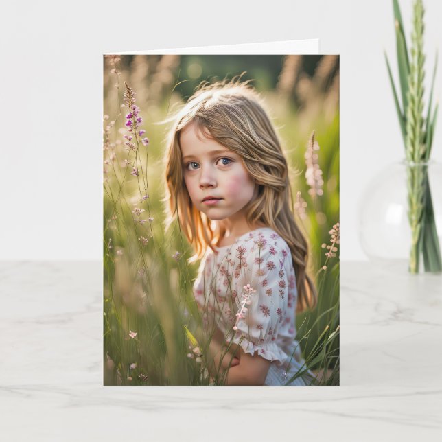 Birthday Girl In Summer Meadow Card (Front)