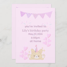 Birthday girl Invitation | customisable card