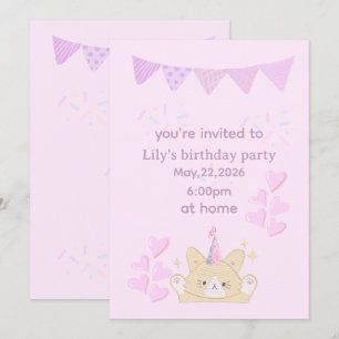 Birthday girl Invitation customisable card