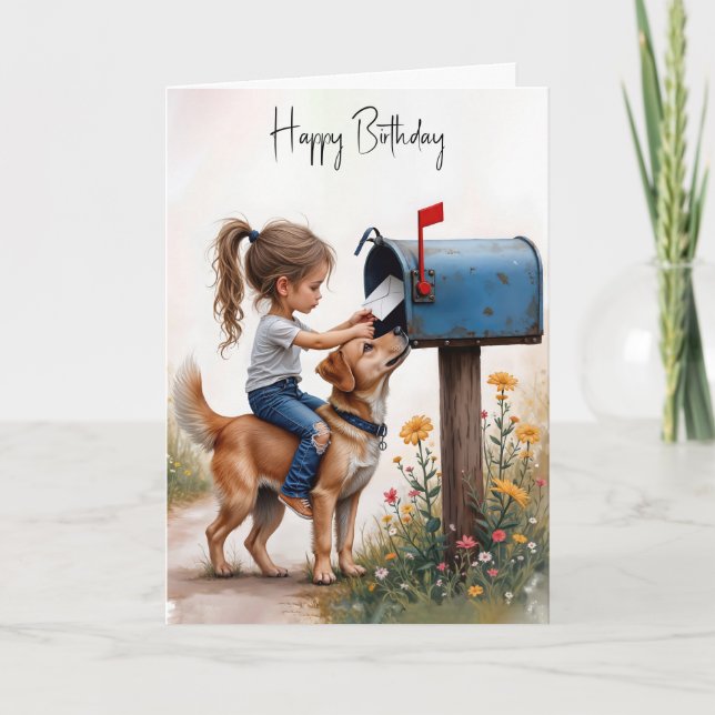 Birthday Girl Mailing a Card (Front)
