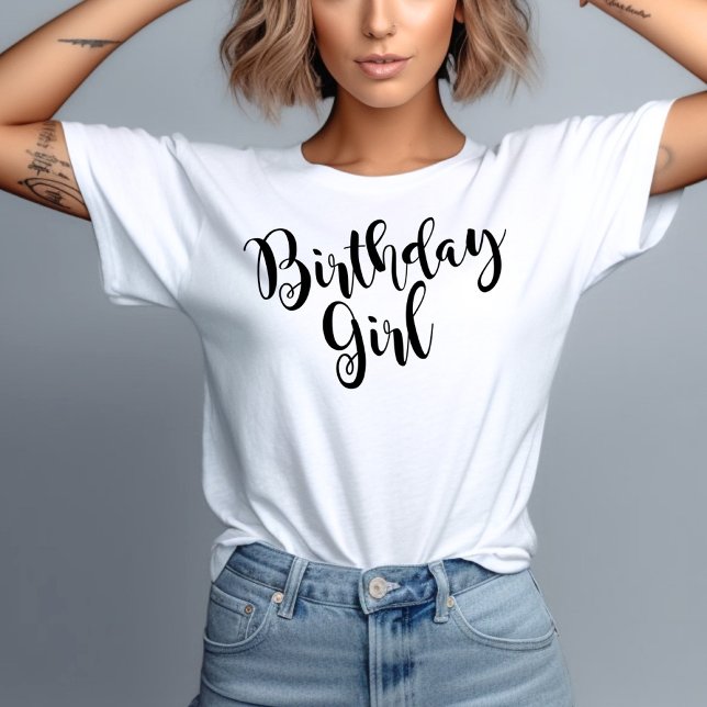 Birthday Girl Modern Black Script Womens Tri-Blend Shirt (Creator Uploaded)