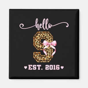 Birthday Girl Nk Coquette Bow Hello 9 Year Old Aes Magnet