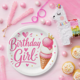 Birthday Girl Paper Plate