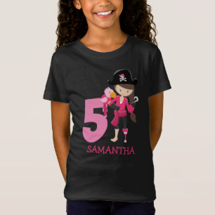 Birthday GIRL ParrotParty Pirate 5th Name  T-Shirt