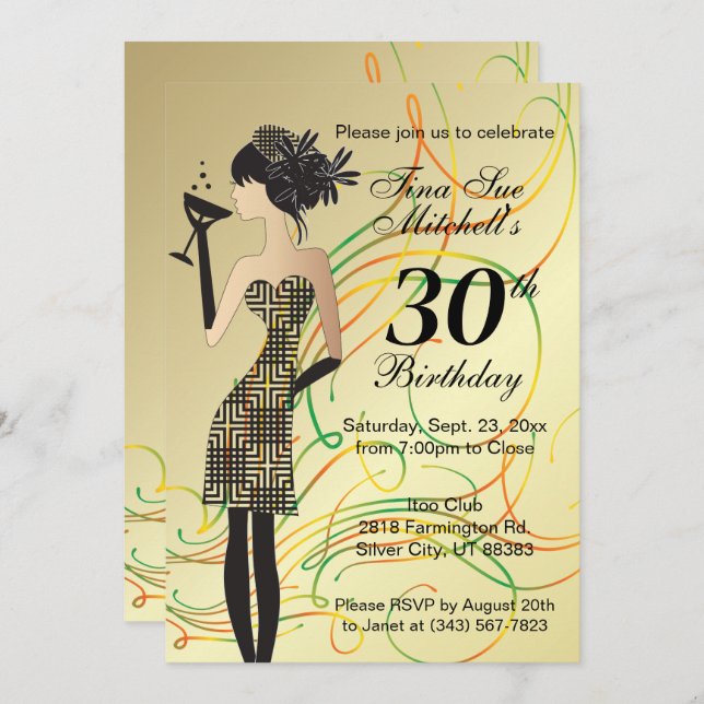 Birthday Girl Party Celebration Invitation (Front/Back)