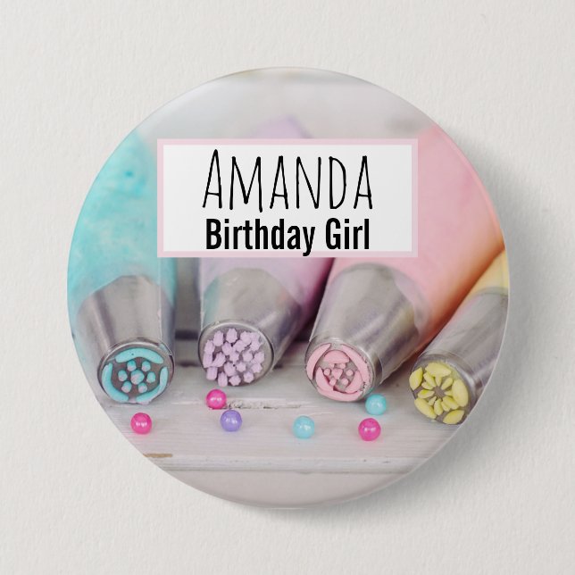 Birthday Girl Pastel Cake Decorating Tools  7.5 Cm Round Badge (Front)