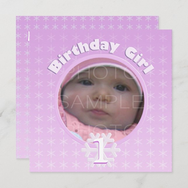 Birthday Girl Photo Winter Onederland Invitation (Front/Back)