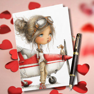 Birthday Girl Pilot Co-pilot dog & Cessna Aeroplan Card
