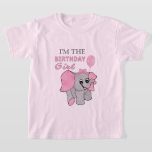 Birthday Girl Pink Baby Elephant   T-Shirt