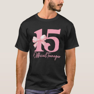 Birthday Girl Pink Coquette Bow 15 Year Old Aesthe T-Shirt