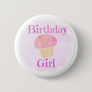 Birthday Girl Pink Cupcake 6 Cm Round Badge