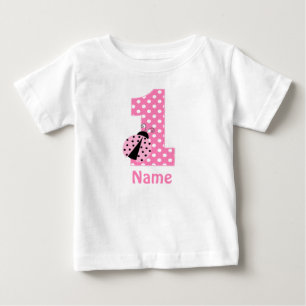 Birthday Girl Pink Ladybug Personalised Dress Baby T-Shirt