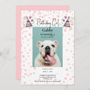 Birthday Girl Pink Pet Photo Birthday Party Invitation