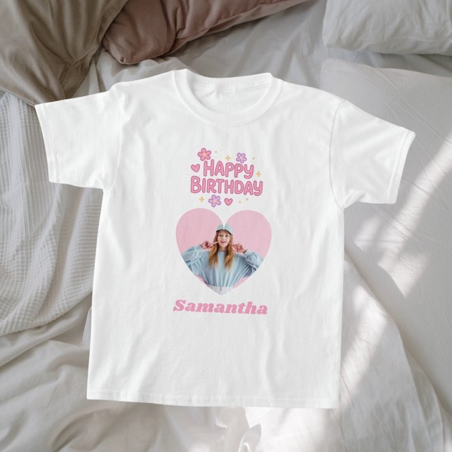 Birthday girl pink photo heart T-Shirt (Creator Uploaded)