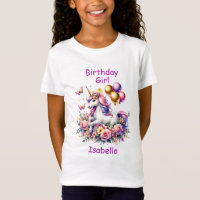 Birthday Girl Pink, Purple and Gold Unicorn