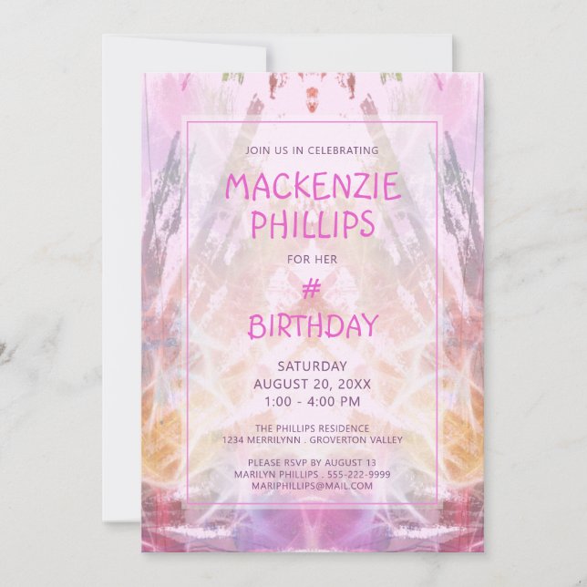 Birthday Girl Pink Purple Fun Invitation (Front)