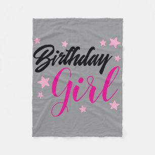Birthday Girl Pink Typography Design Cute Birthd Fleece Blanket