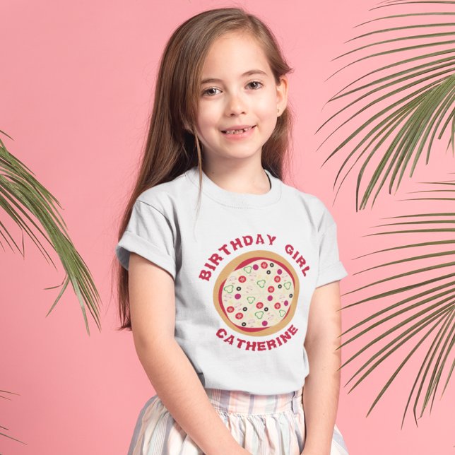 Birthday Girl Pizza Party Name T-Shirt (Creator Uploaded)