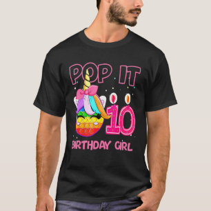 Birthday Girl Pop It 10th Birthday Unicorn Fidget  T-Shirt