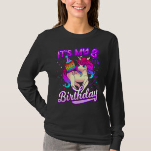 Birthday Girl Pop It Unicorn For 8th Birthday Fidg T-Shirt