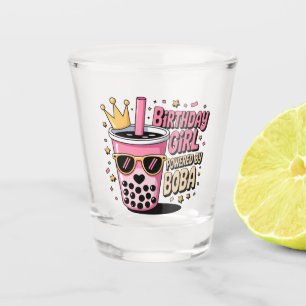 Birthday Girl Powered by Boba Bubble Tea Party Shot Glass