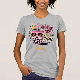 Birthday Girl Powered by Boba Bubble Tea Party T-Shirt