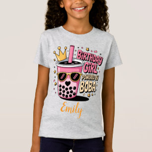 Birthday Girl Powered by Boba Bubble Tea Party T-Shirt