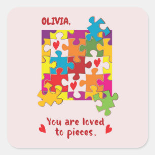 Birthday Girl Puzzle Love to Pieces Square Sticker