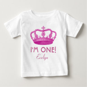 Birthday Girl Royal Princess Crown One Year Old Baby T-Shirt