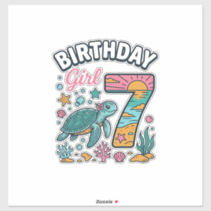 Birthday Girl Sea Turtle 7th Birthday Vector Desig