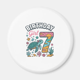 Birthday Girl Sea Turtle 7th Birthday Vector Desig Magnet