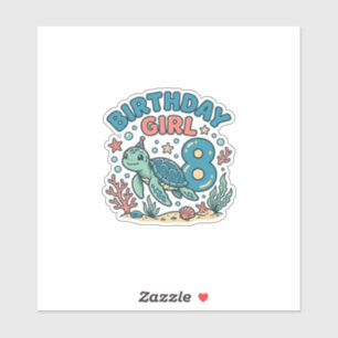 Birthday Girl Sea Turtle 8th Birthday Shirt Design