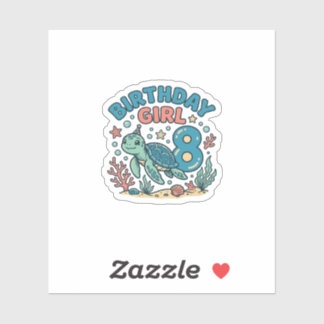 Birthday Girl Sea Turtle 8th Birthday Shirt Design