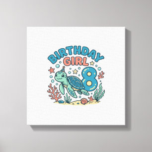 Birthday Girl Sea Turtle 8th Birthday Shirt Design Canvas Print