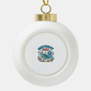 Birthday Girl Sea Turtle 8th Birthday Shirt Design Ceramic Ball Christmas Ornament