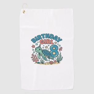 Birthday Girl Sea Turtle 8th Birthday Shirt Design Golf Towel