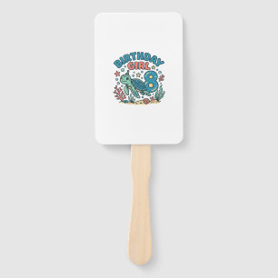 Birthday Girl Sea Turtle 8th Birthday Shirt Design Hand Fan