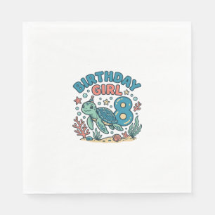 Birthday Girl Sea Turtle 8th Birthday Shirt Design Napkin