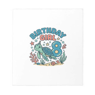 Birthday Girl Sea Turtle 8th Birthday Shirt Design Notepad