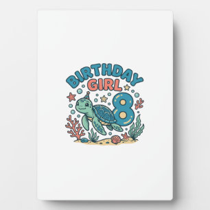 Birthday Girl Sea Turtle 8th Birthday Shirt Design Plaque