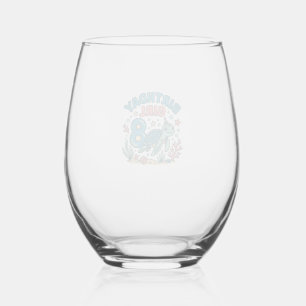 Birthday Girl Sea Turtle 8th Birthday Shirt Design Stemless Wine Glass